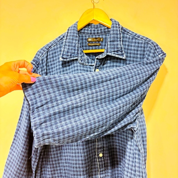 SIMONS Blue plaid cotton button down shirt - Picture 8 of 10
